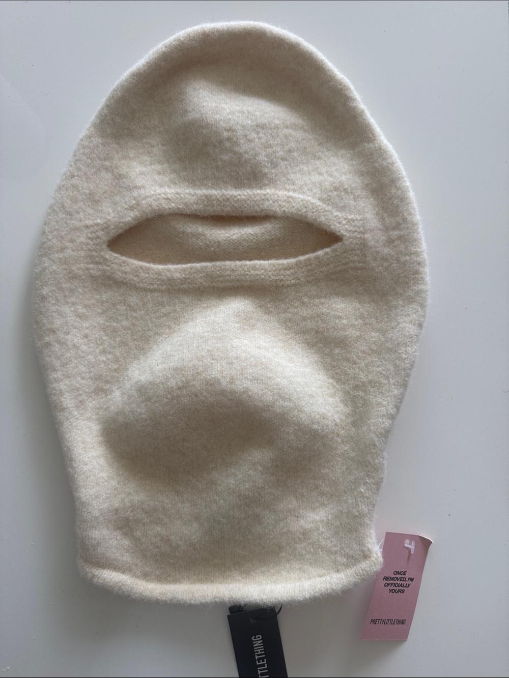 PrettyLittleThing Cream Knit Balaclava